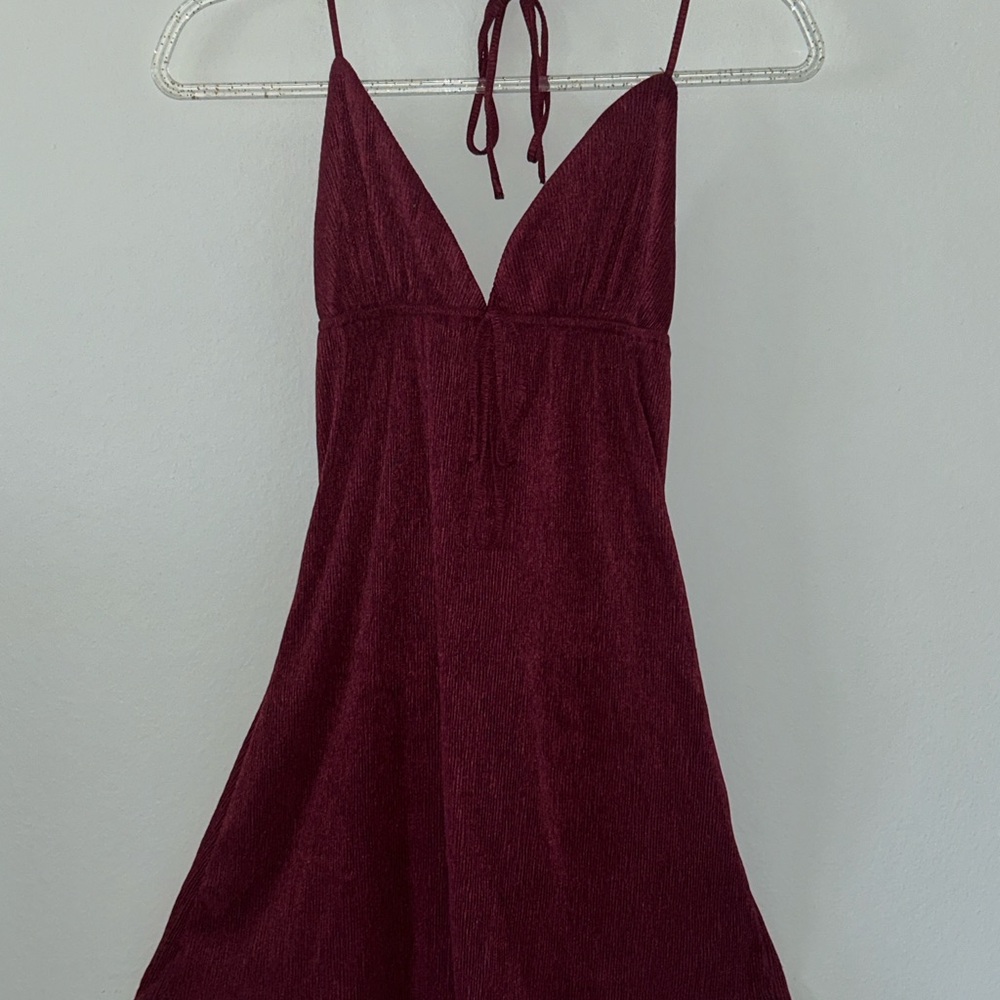 Burgundy Halter Dress